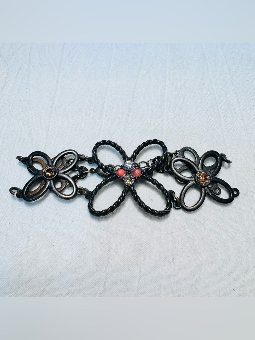 Avon Bronze Tone Desert Rose Flower Bracelet Size 7.5”